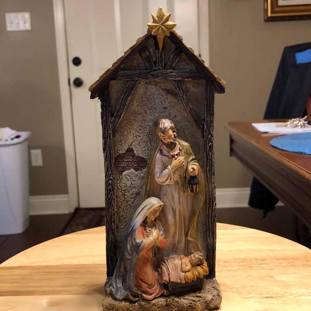 Kurt S. Adler collection.  Rustic nativity scene of the Holy Family.  Brand new.